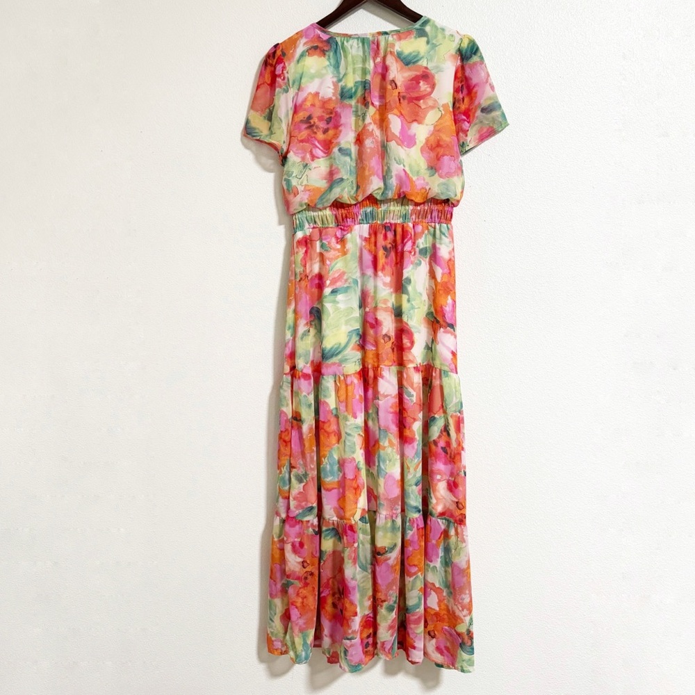 Cynthia Rowley Smocked Waist Tiered Floral Maxi Dress - Picture 2 of 10